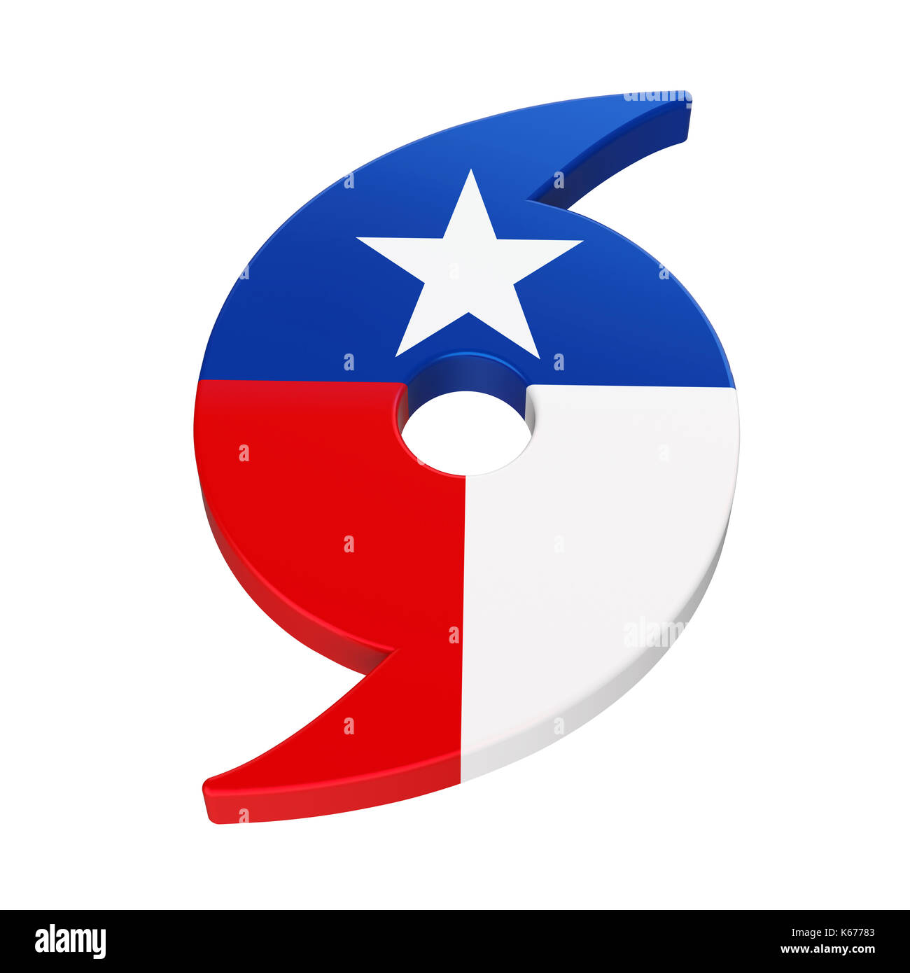 L'ouragan symbole avec drapeau de l'état du Texas Banque D'Images