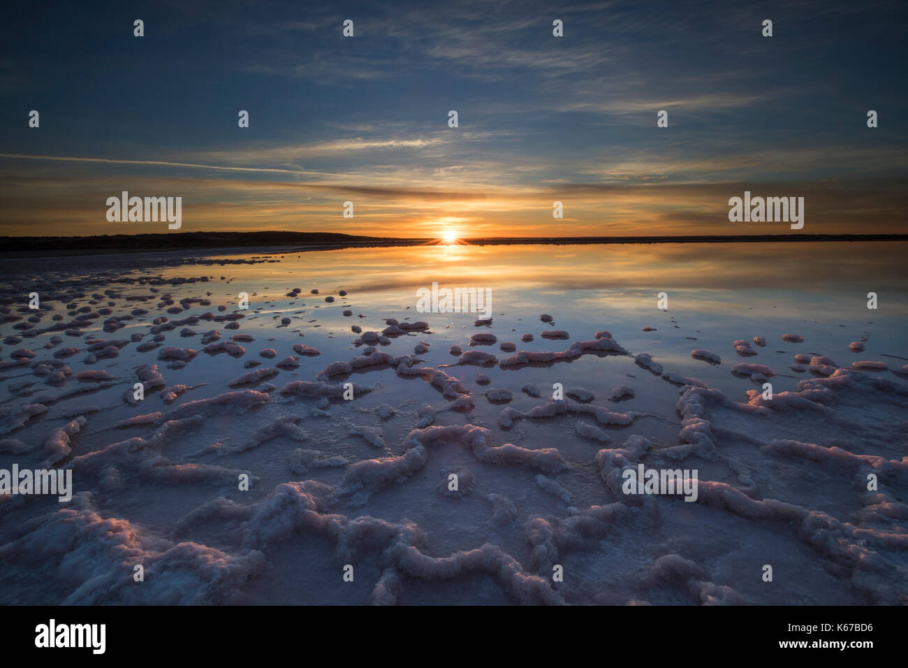 Lever du soleil sur le lac de sel, Western Australia, Australia Banque D'Images
