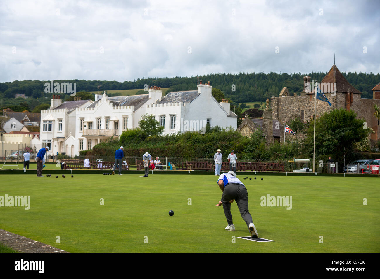 Men playing boules à London, England Banque D'Images