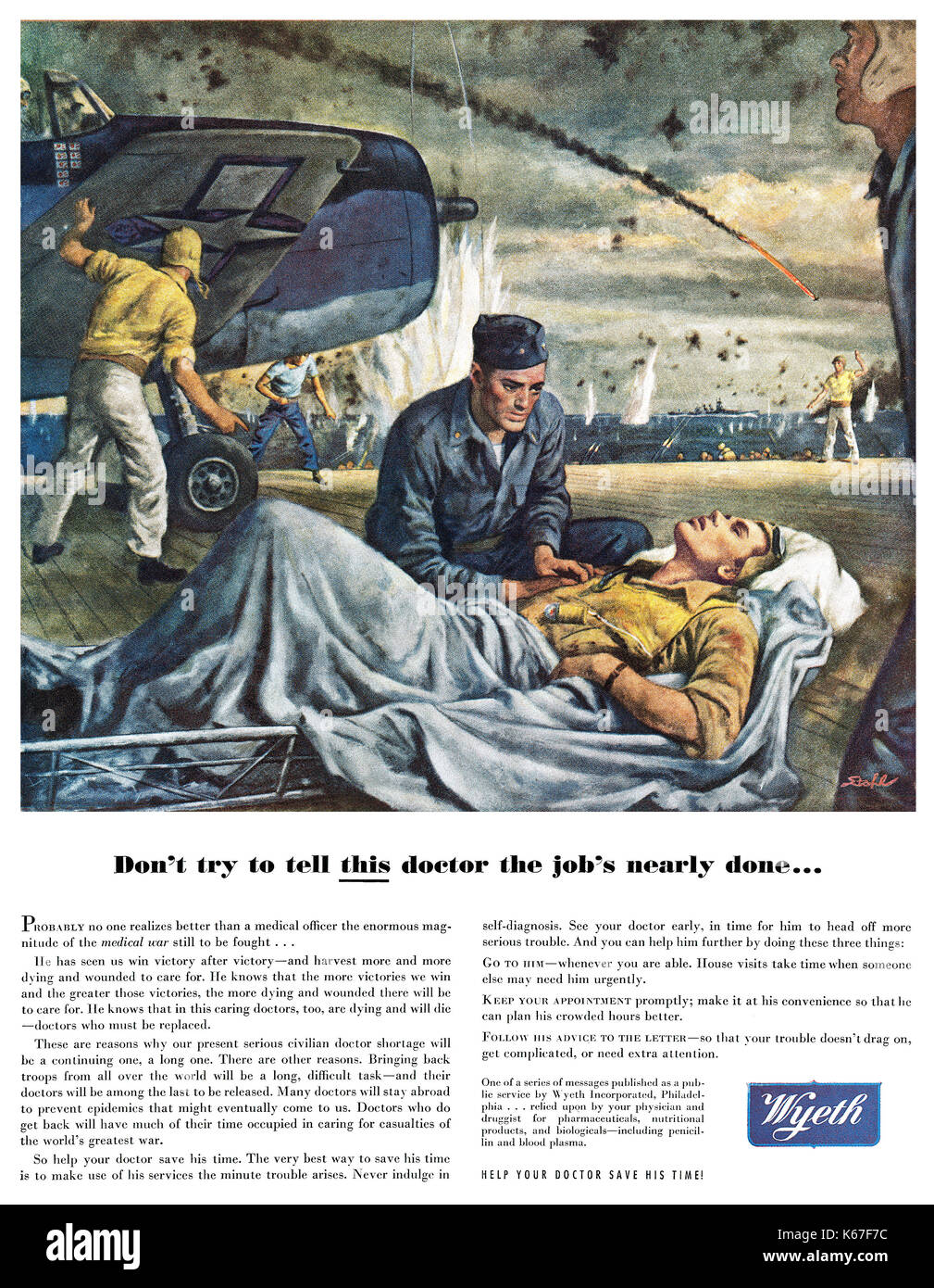 1945 Guerre des États-Unis annonce pour Wyeth Pharmaceutiques (acheté par Pfizer en 2009.) Banque D'Images