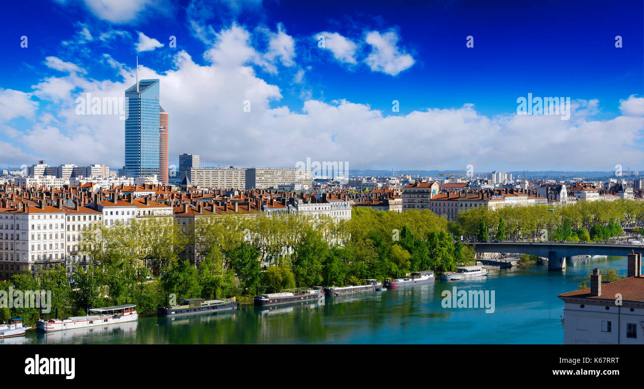 Bâtiments de la ville de Lyon et le rhône Banque D'Images