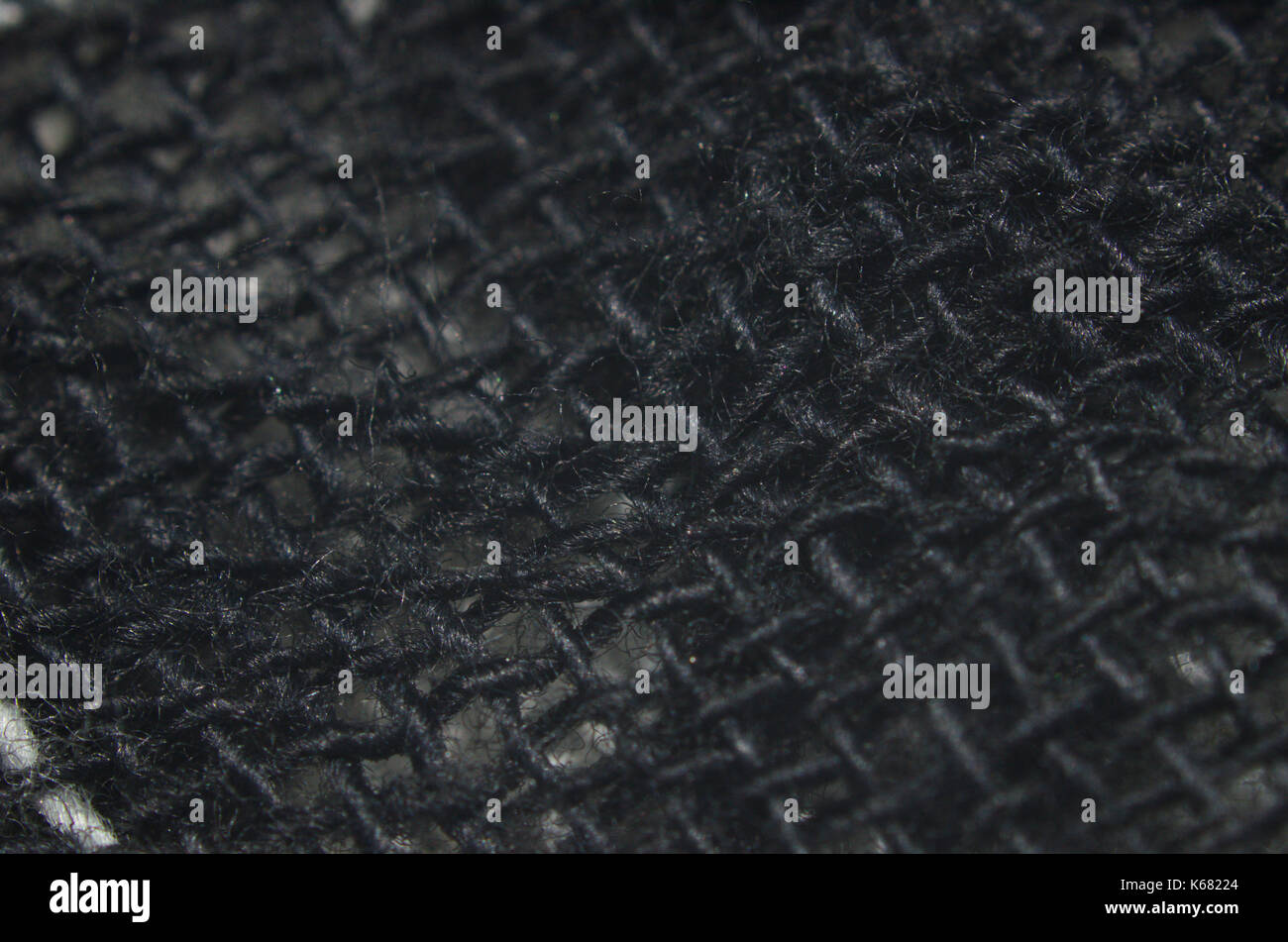 Tissage de coton noir patern, macro photo en gros plan. Banque D'Images