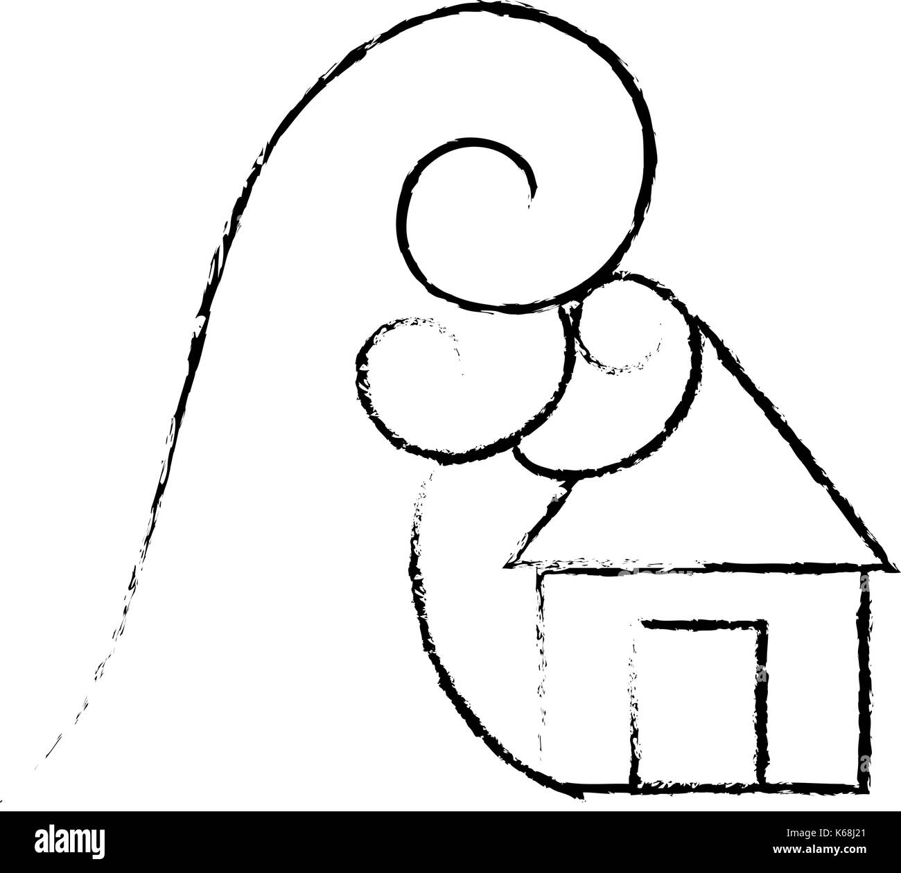 La figure de l'eau inondation maison météo catastrophe Illustration de Vecteur