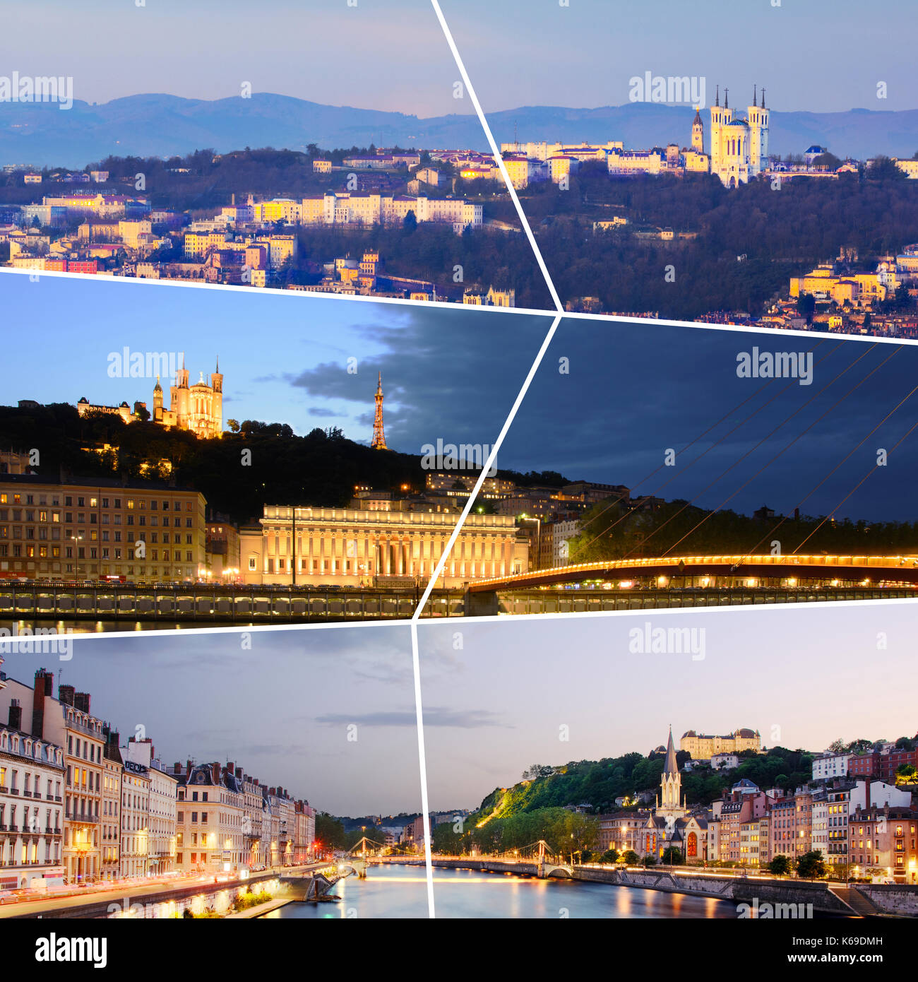 Lyon photo collage voyage rectangulaire Banque D'Images