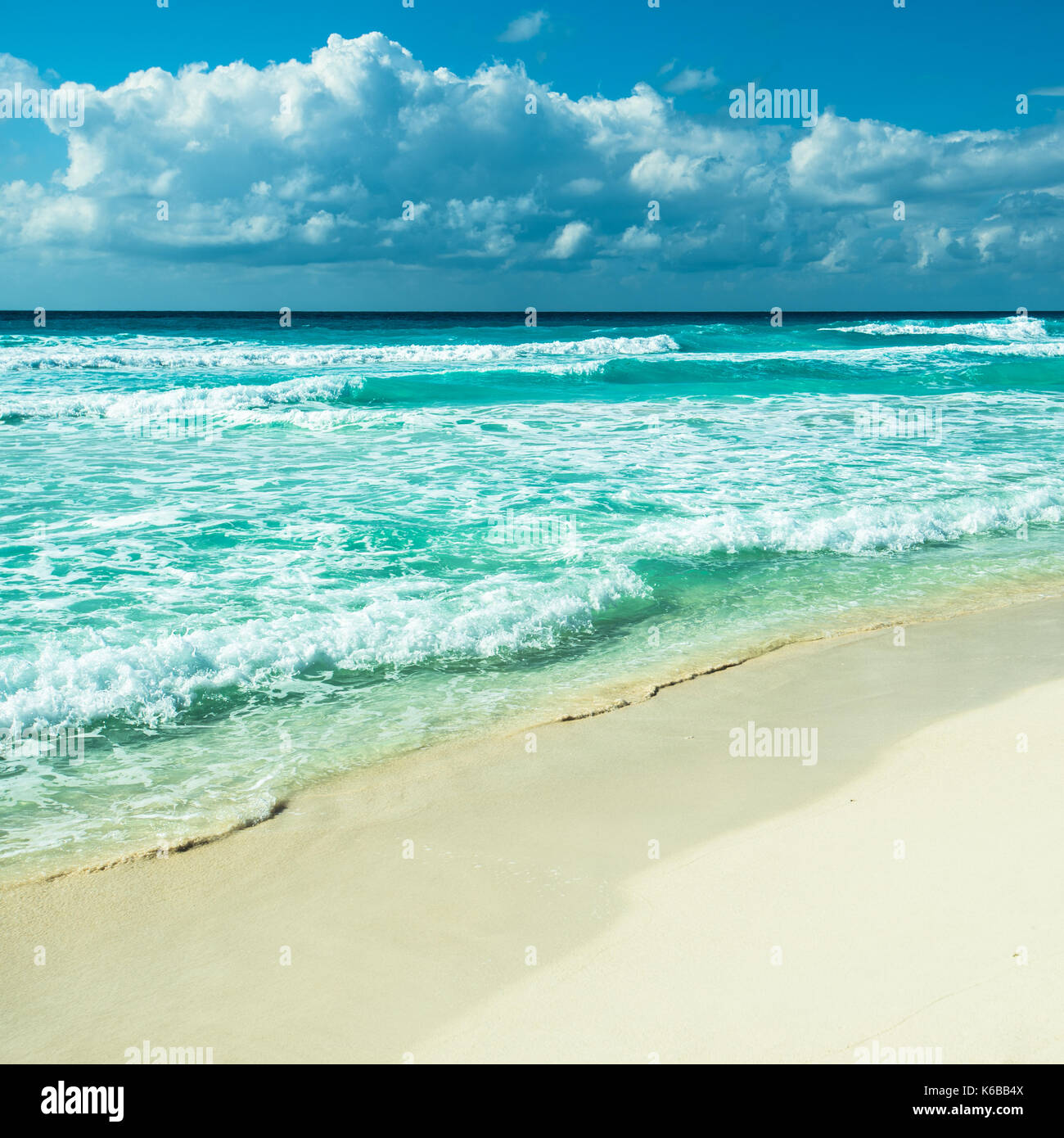 Caribbean Beach panorama, Tulum, Mexique Banque D'Images