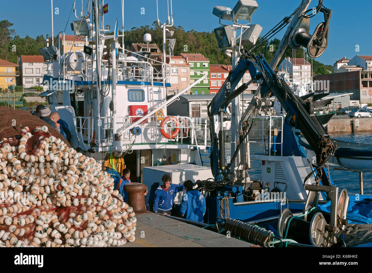 Port de pêche, Embach, province de La Corogne, une région de Galice, Espagne, Europe Banque D'Images