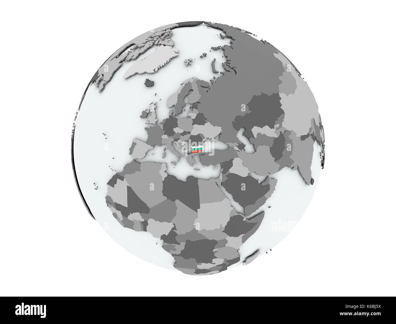 Bulgarie Le monde politique avec des drapeaux. 3d illustration isolé sur fond blanc. Banque D'Images