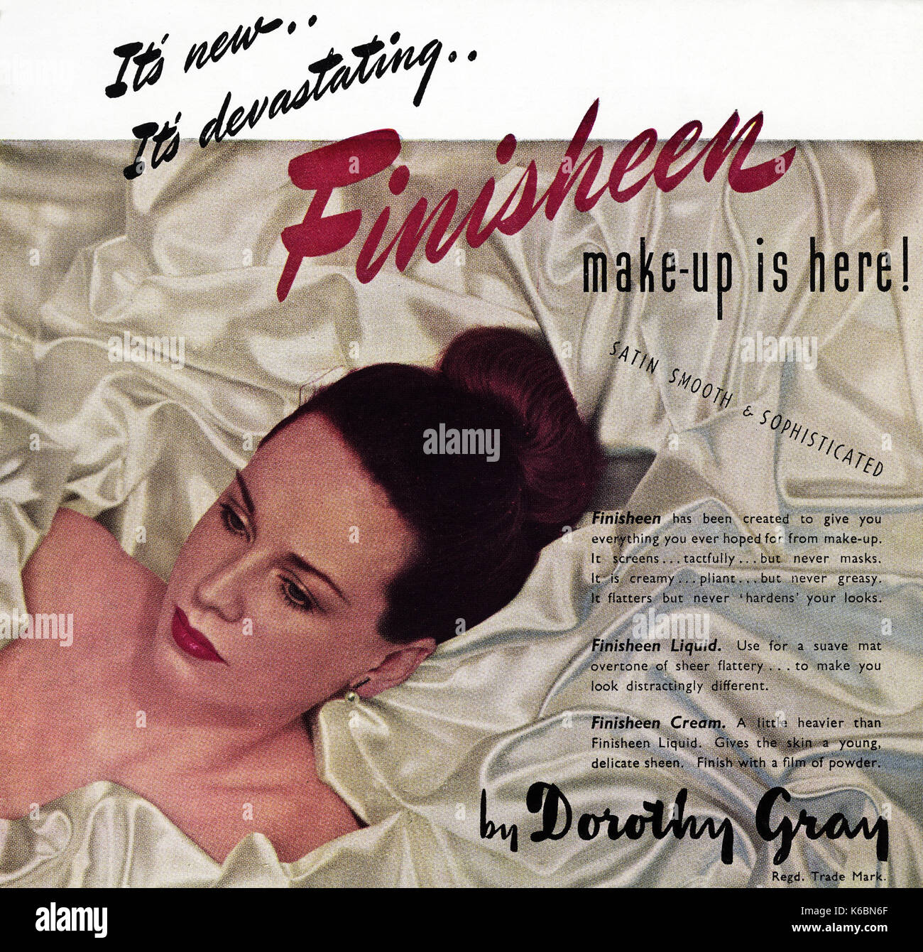 1940 old vintage publicité publicité originale dorothy gray maquillage en vers 1947, lorsque le magazine fournitures étaient toujours restreinte en vertu de rationnement de l'après-guerre Banque D'Images