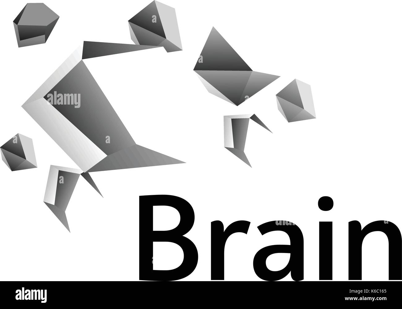 Logo silhouette vecteur conception cerveau modèle. pense idée concept. cerveau pensant pouvoir tempête. icône logotype creative digital inhabituelle résumé isolés Illustration de Vecteur