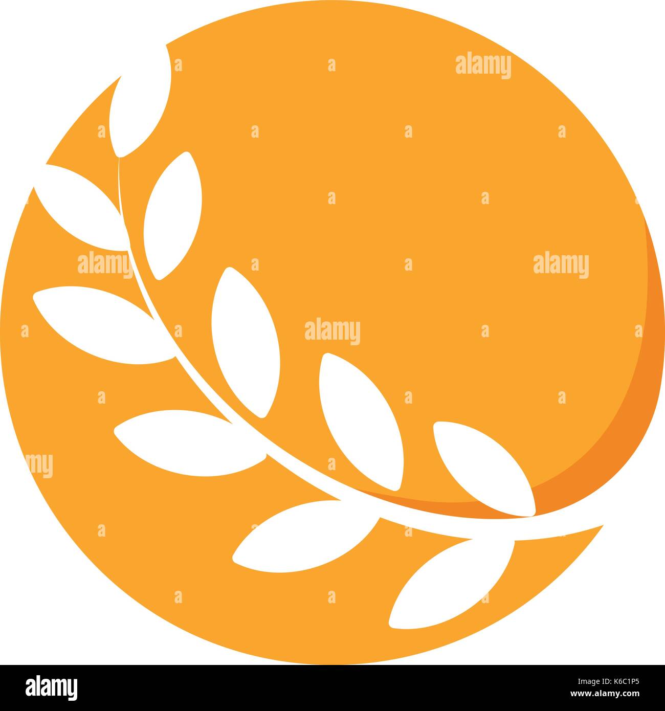 Logo couleur orange cercle abstrait, de la direction générale avec des feuilles, du blé. L'icône ronde logo de forme ronde Illustration de Vecteur
