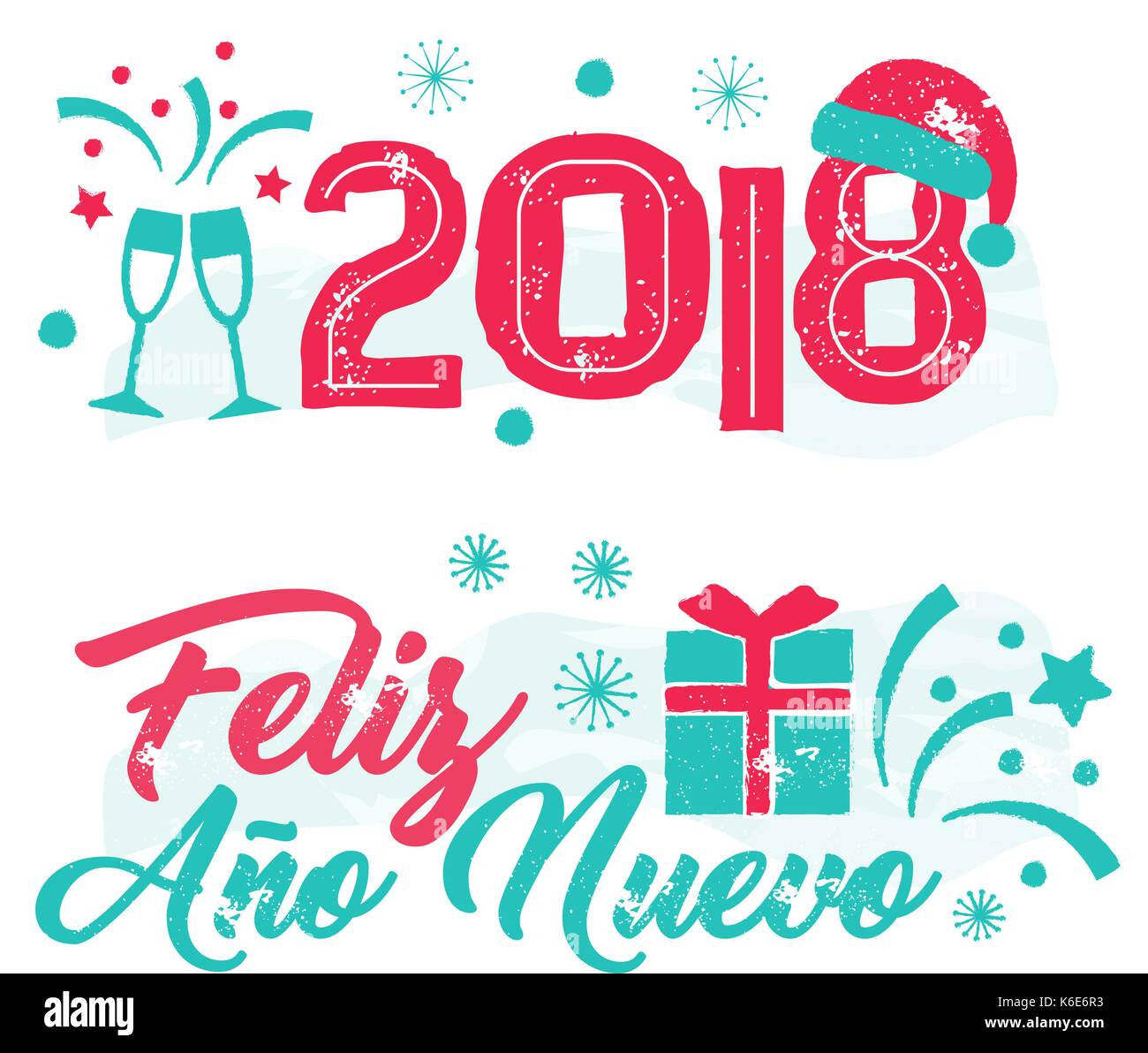 Feliz ano nuevo - bonne année langue espagnole. Illustration de Vecteur