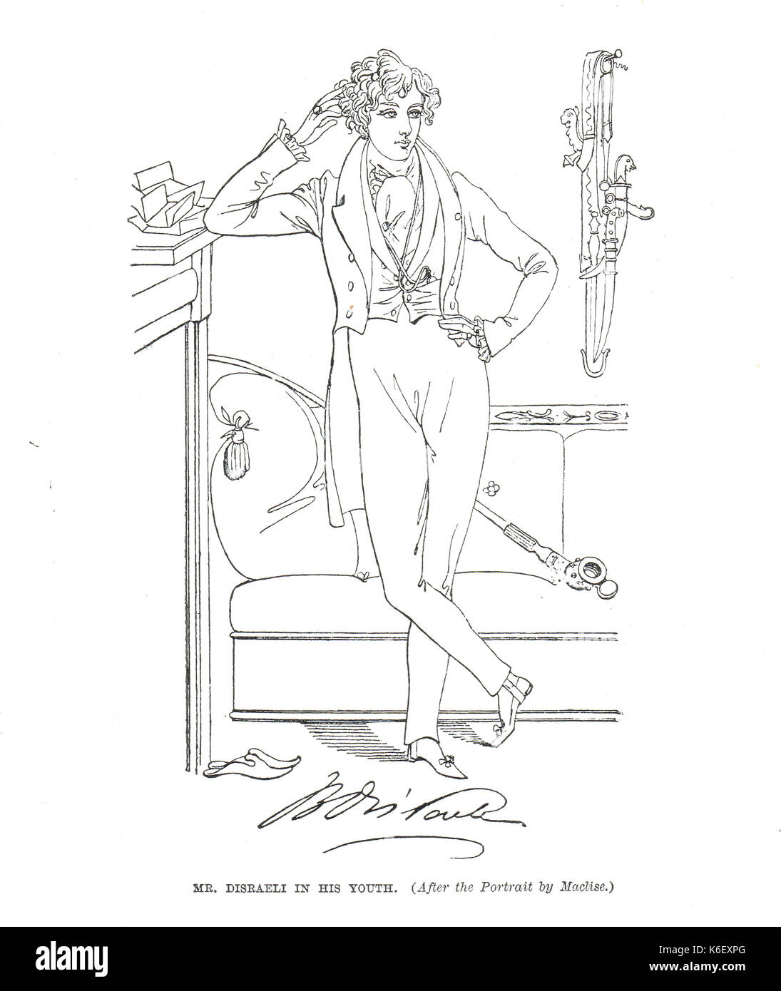 Benjamin Disraeli comme un jeune homme, vers 1833 Banque D'Images