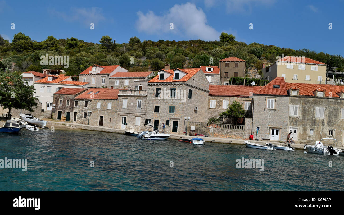Port à l'île de Sipan, Lopud. L'une des îles près de Dubrovnik. elathiti Banque D'Images