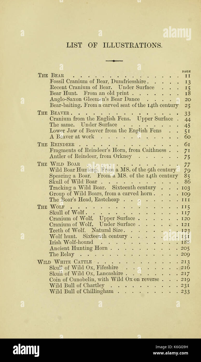 Animaux britannique disparu à l'intérieur de l'époque historique (Liste des illustrations, Page (x)) BHL12328696 Banque D'Images