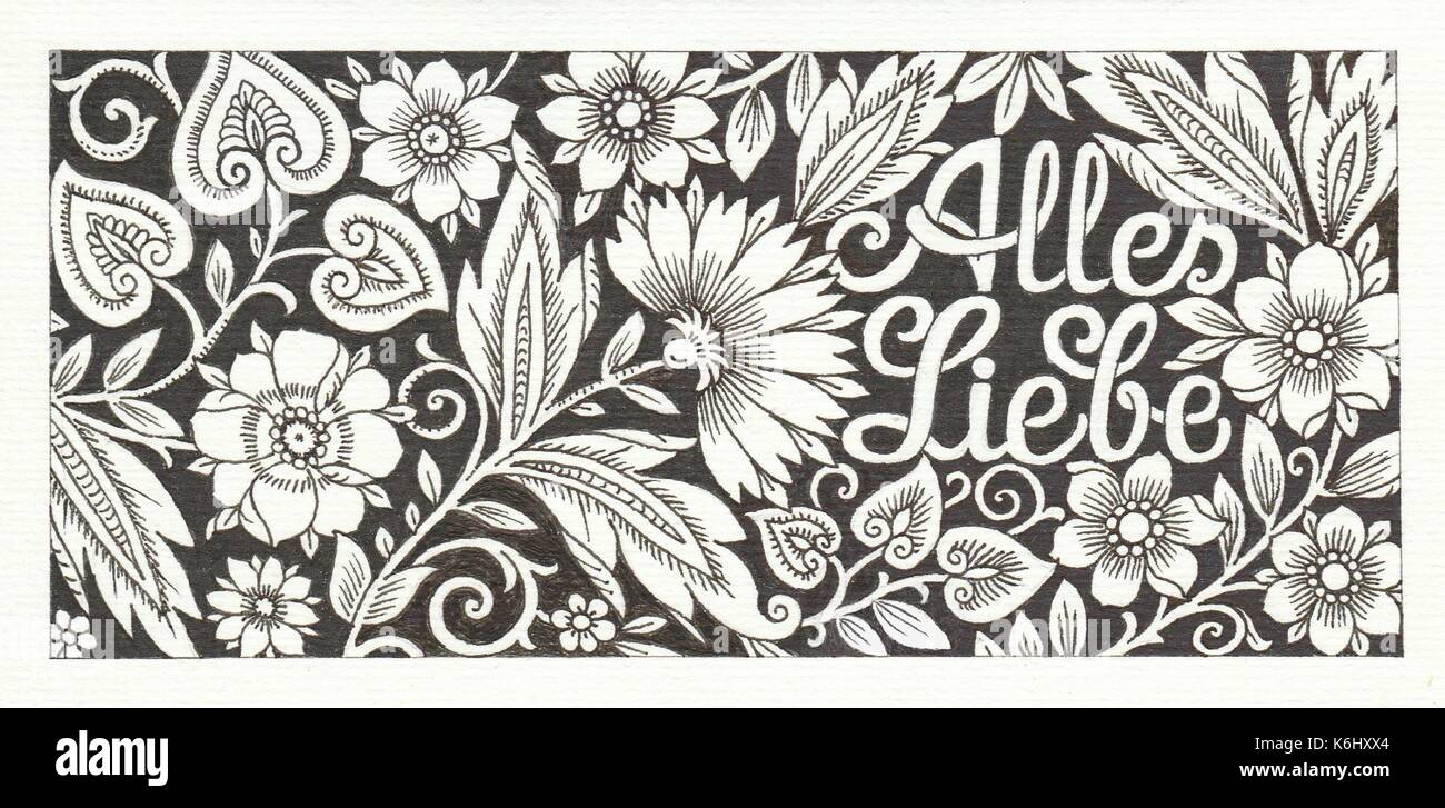 Toutes les liebe quer schwarz-weiß Illustration de Vecteur