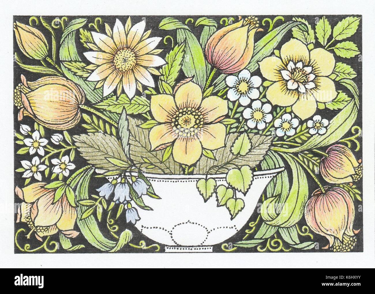 Blumenkorb farbig Illustration de Vecteur