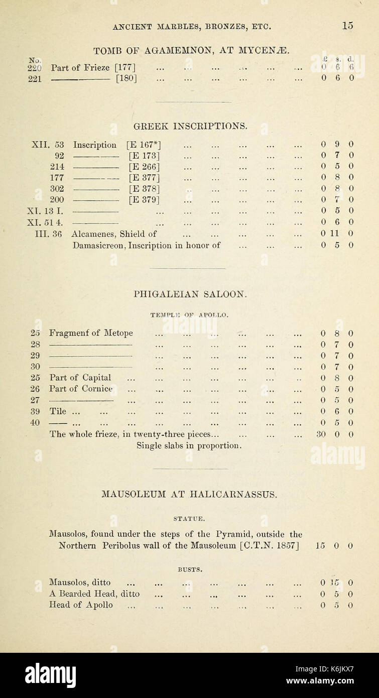 Catalogue des productions de marbres antiques de nouveau, bronzes, &c., au British Museum (page 15) BHL45435925 Banque D'Images