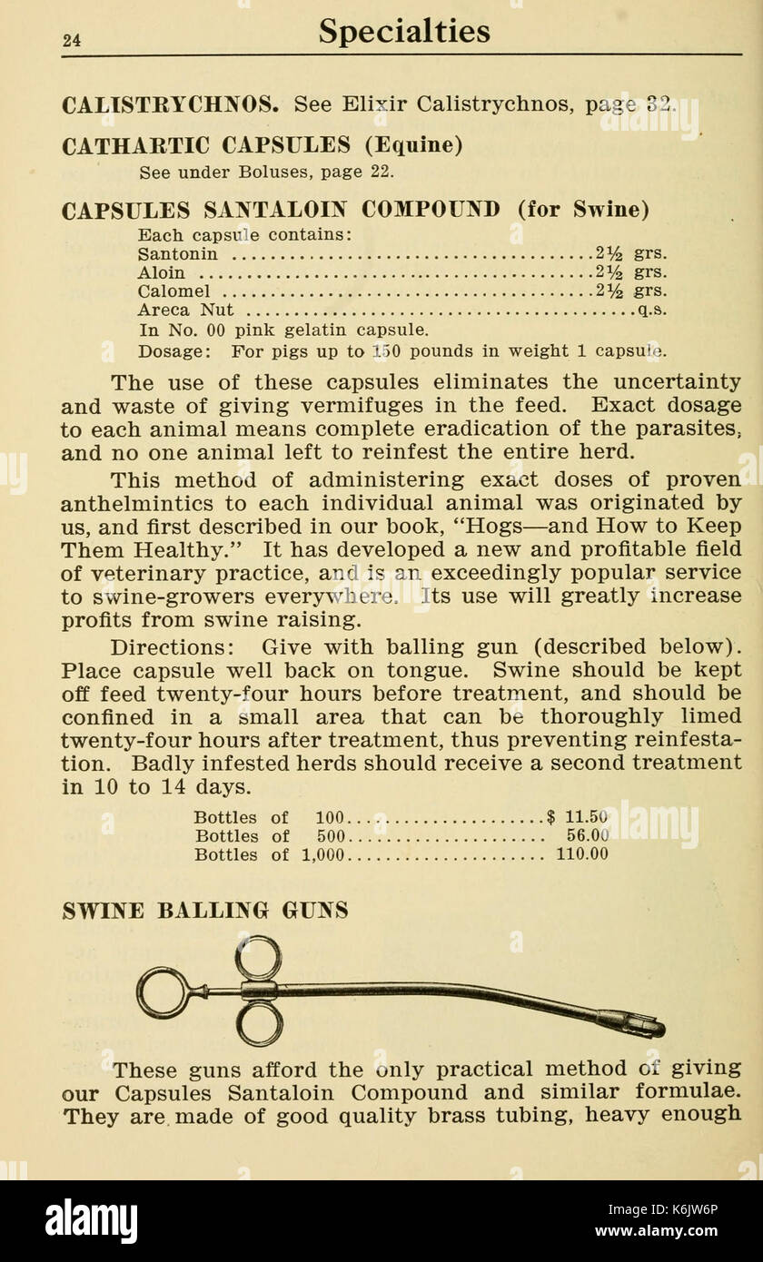 Catalogue descriptif (à prix courants) des produits pharmaceutiques et biologiques pour le vétérinaire (page 24) BHL21288278 Banque D'Images