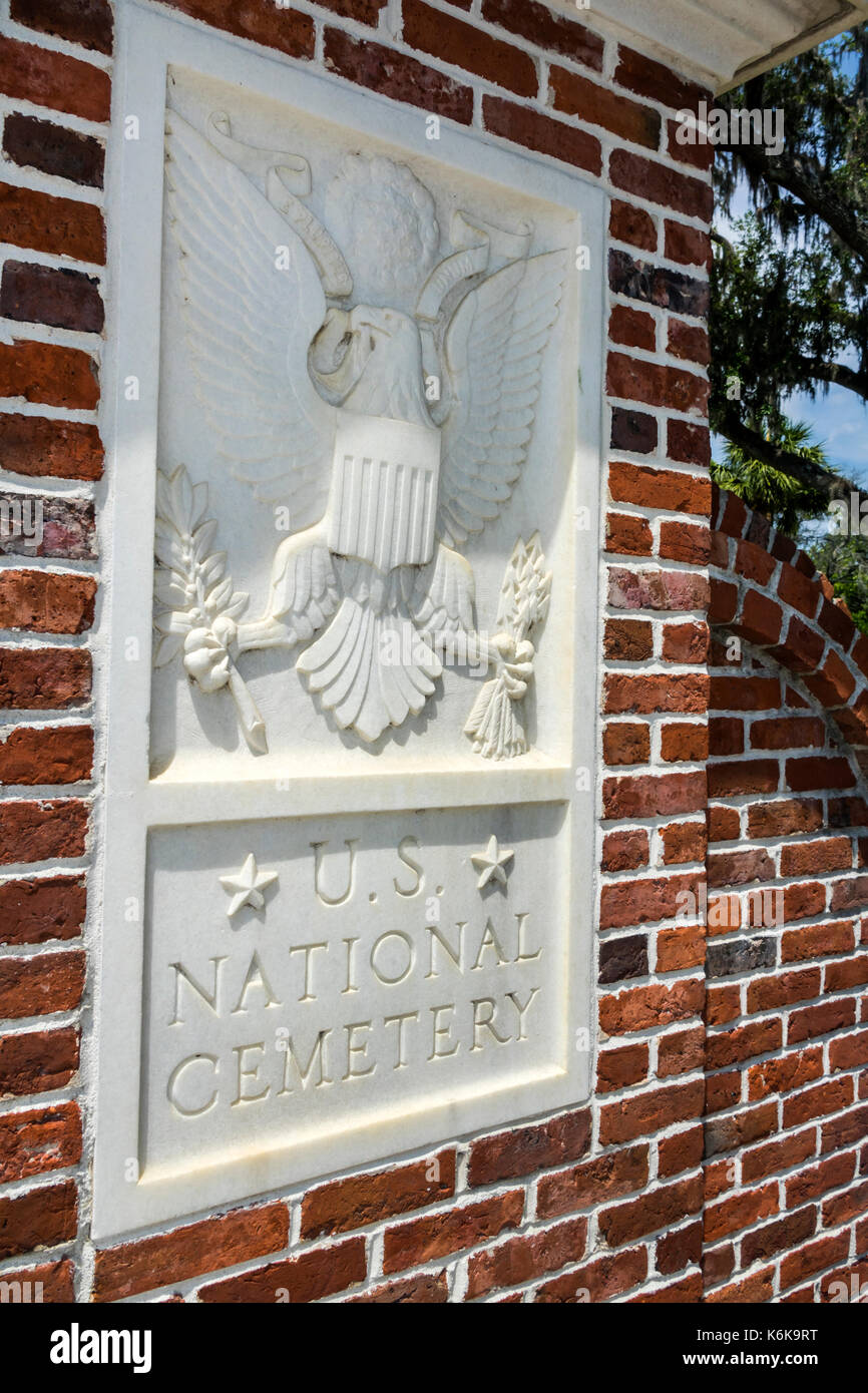 Beaufort Caroline du Sud, quartier historique, cimetière national, entrée, plaque, SC170514028 Banque D'Images