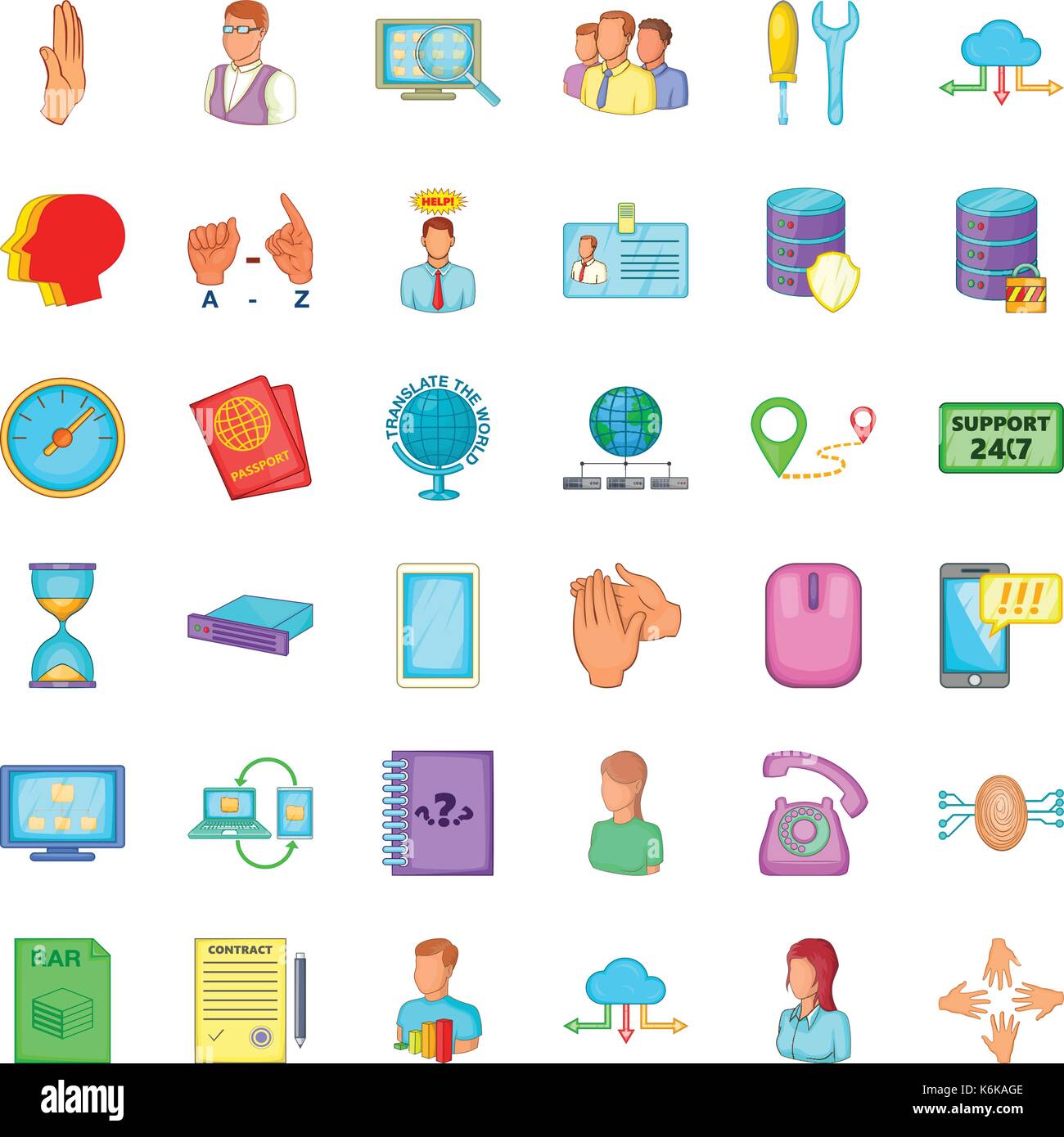 Tous les jours, l'ensemble des icônes de style cartoon Illustration de Vecteur