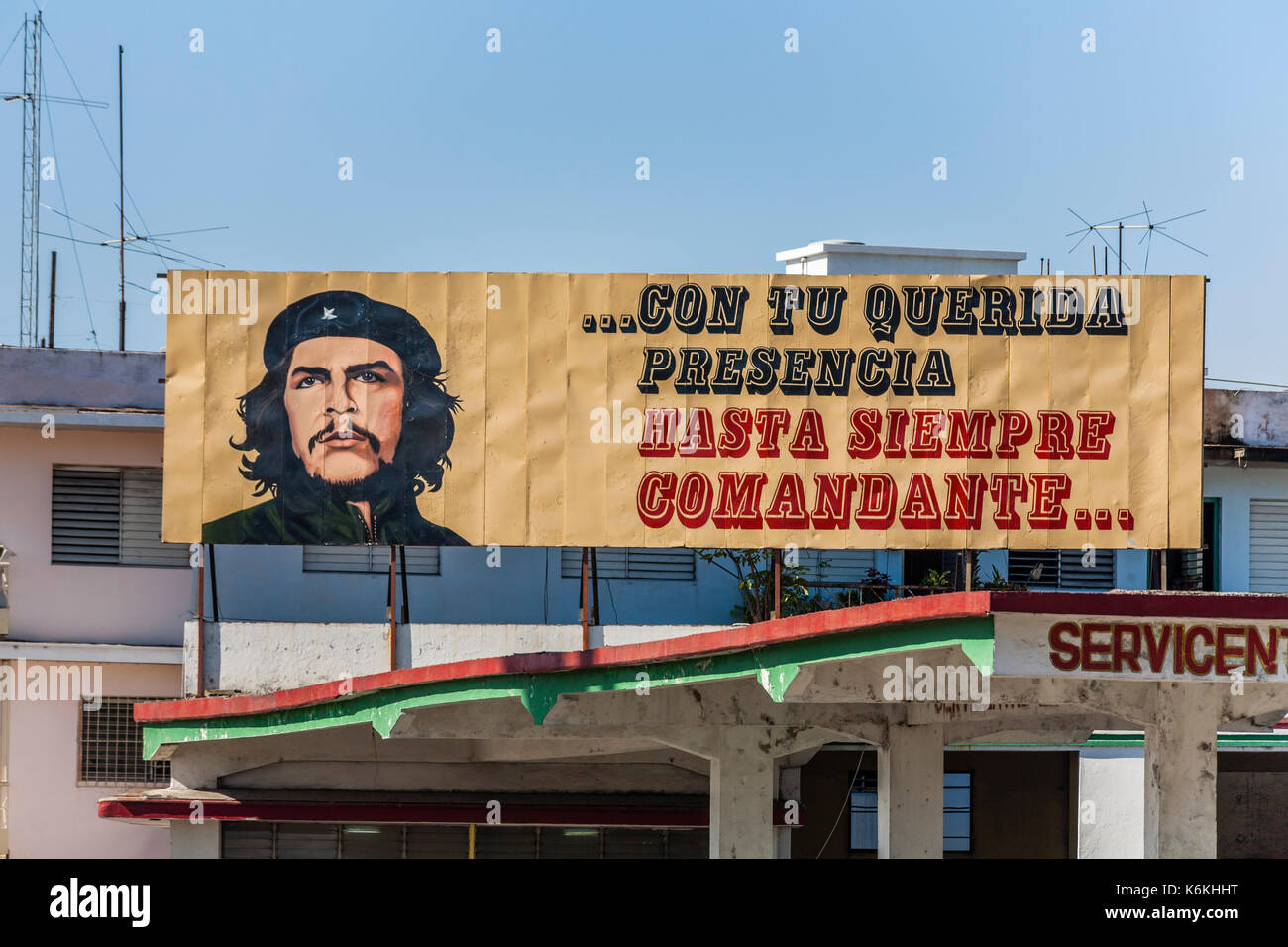 L'affiche de la route du héros national de la révolution, le leader révolutionnaire Che Guevara, Santiago de Cuba, Cuba Banque D'Images