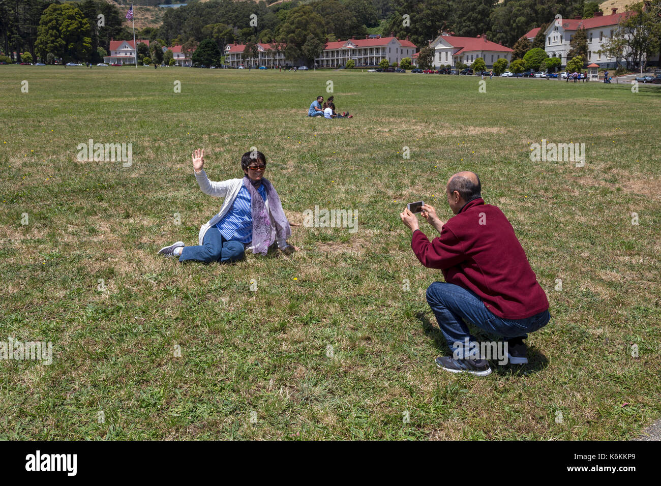 Les gens, les touristes, en couple, photo, cavallo point lodge, The Lodge at the golden gate, fort Baker, de la ville de Sausalito, comté de marin, en Californie Banque D'Images