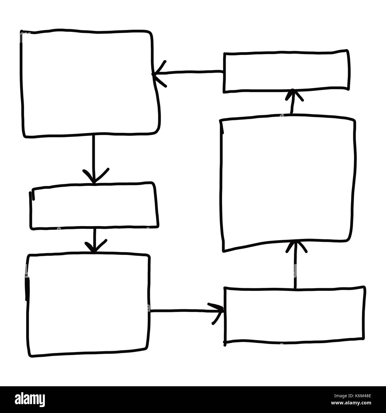 Main de businessman dessiner des graphismes un graphique des formes géométriques des symboles à l'entrée d'information concept sur fond blanc. Banque D'Images