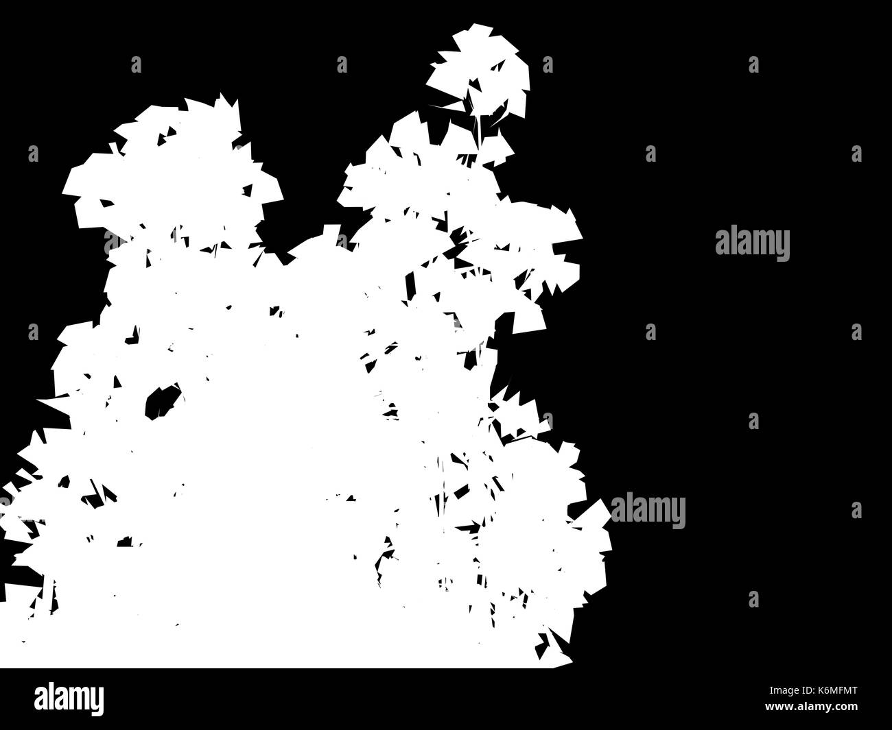 Le rendu 3D d'un arbre abstrait blanc sur fond noir Banque D'Images