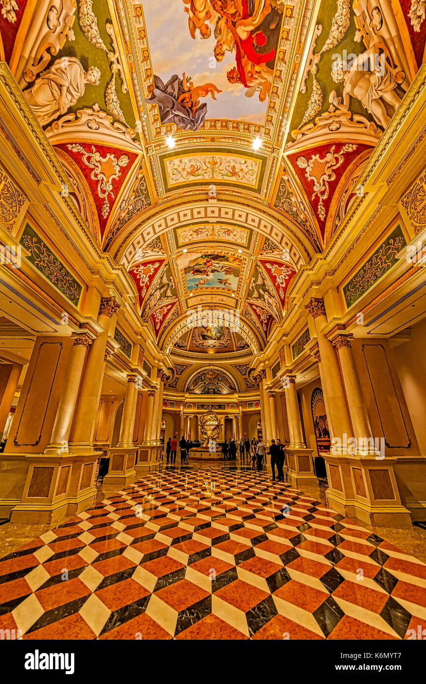 Le Venetian Las Vegas Hall II - L'art du plafond et les détails architecturaux du Venetian Hotel and Casino à Las Vegas, Nevada. Banque D'Images