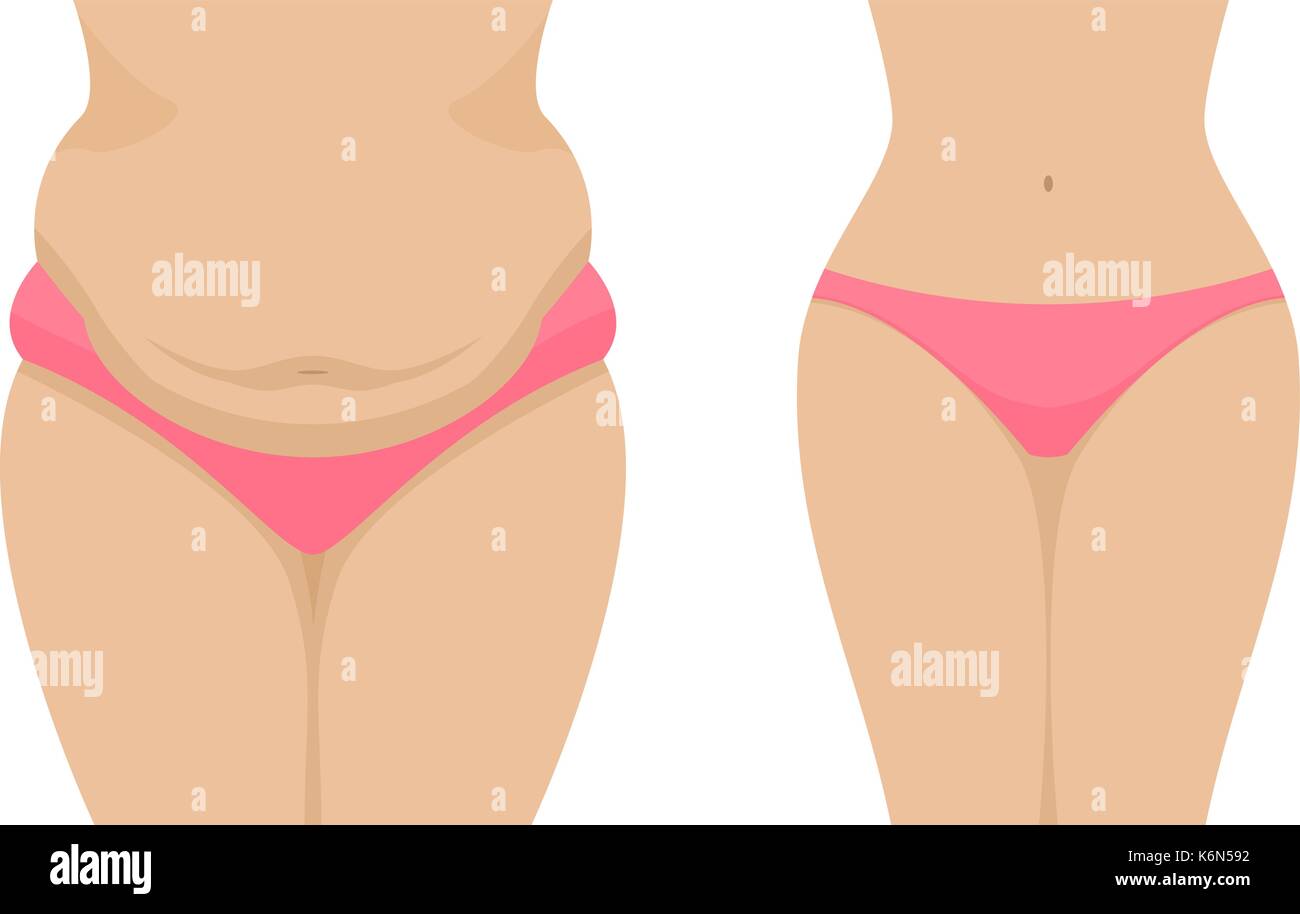 Vector illustration d'une femme mince et fat belly Illustration de Vecteur