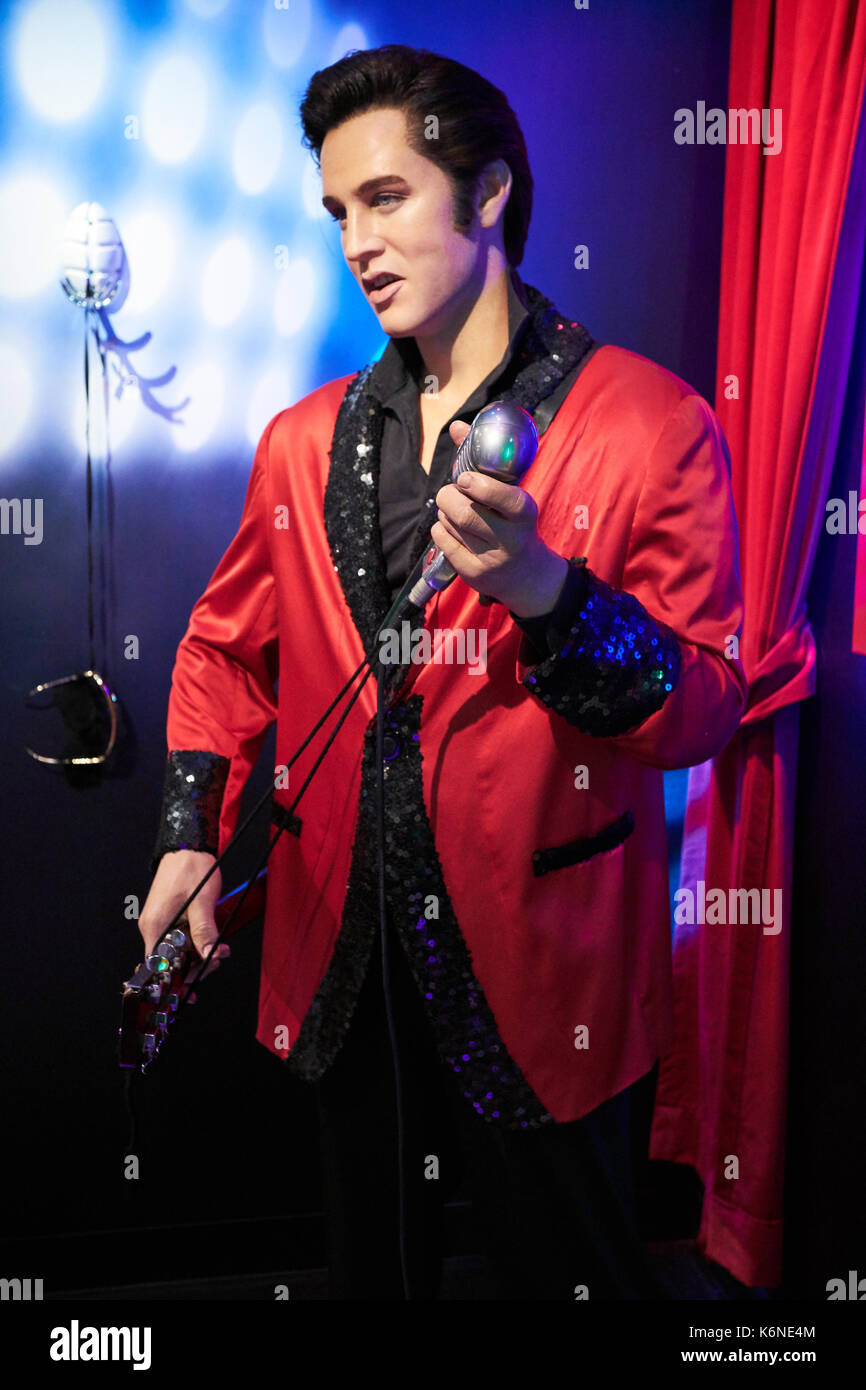 Amsterdam, Pays-Bas - 05 septembre, 2017:cire du chanteur Elvis Presley en musée de cire Madame Tussauds à Amsterdam Banque D'Images