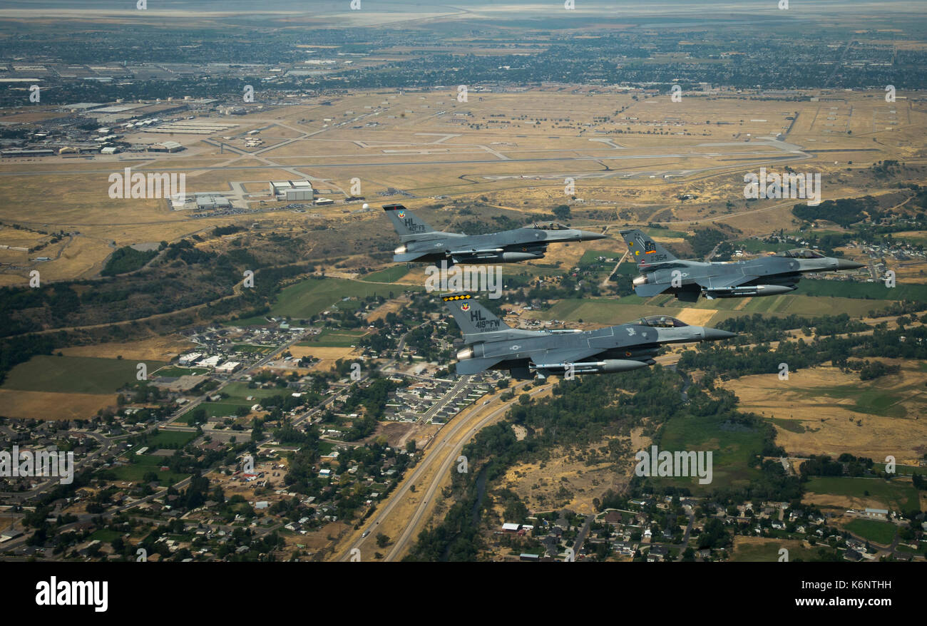 US Air Force F-16 vipères vol Formation Banque D'Images