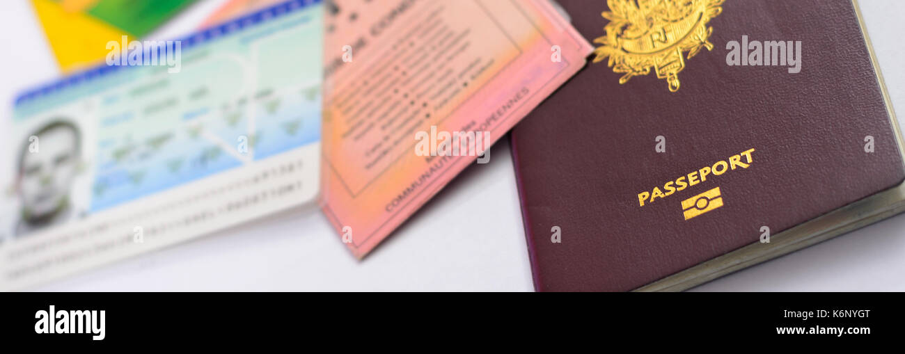 Passeport et autres papiers d'identité et de cartes Banque D'Images