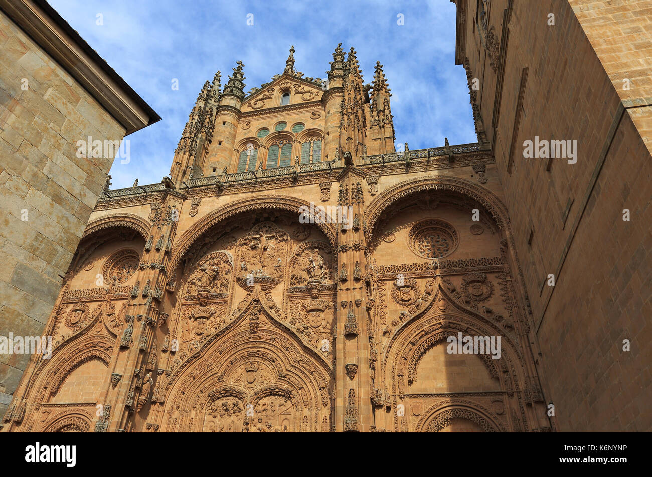 La nouvelle cathédrale de Salamanque, Espagne façade Banque D'Images