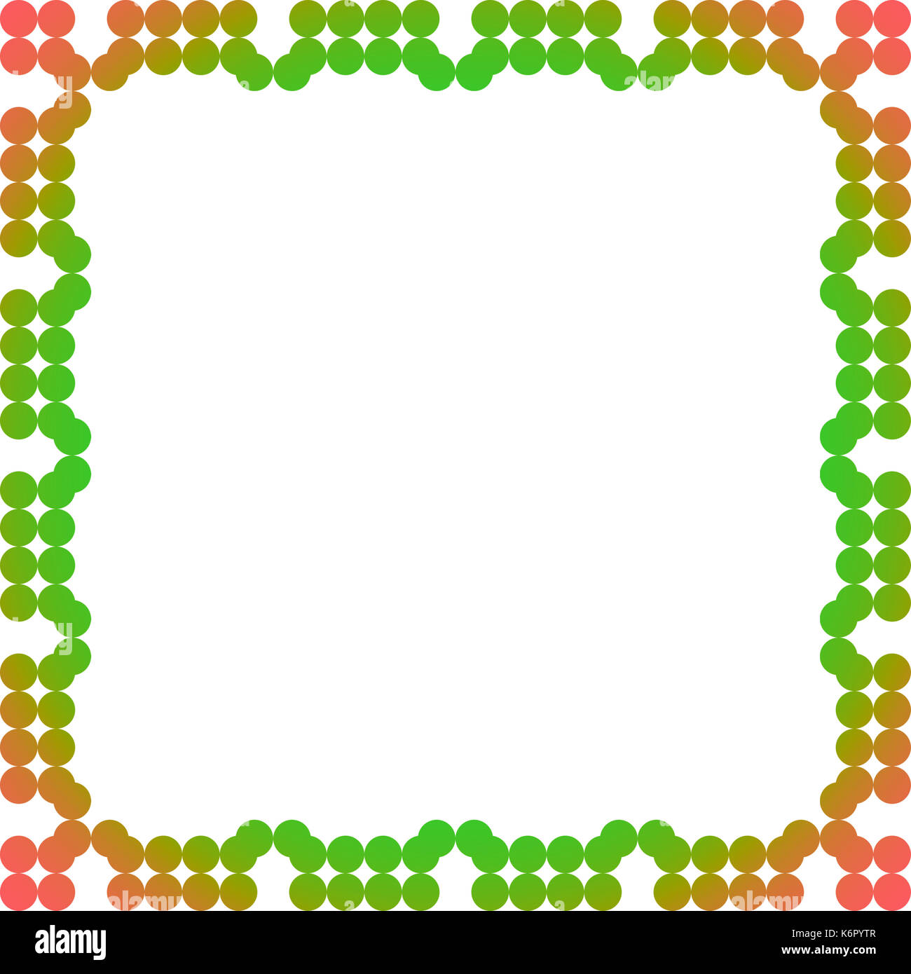 Cadre vide avec une bordure de cercles colorés sur fond blanc Banque D'Images