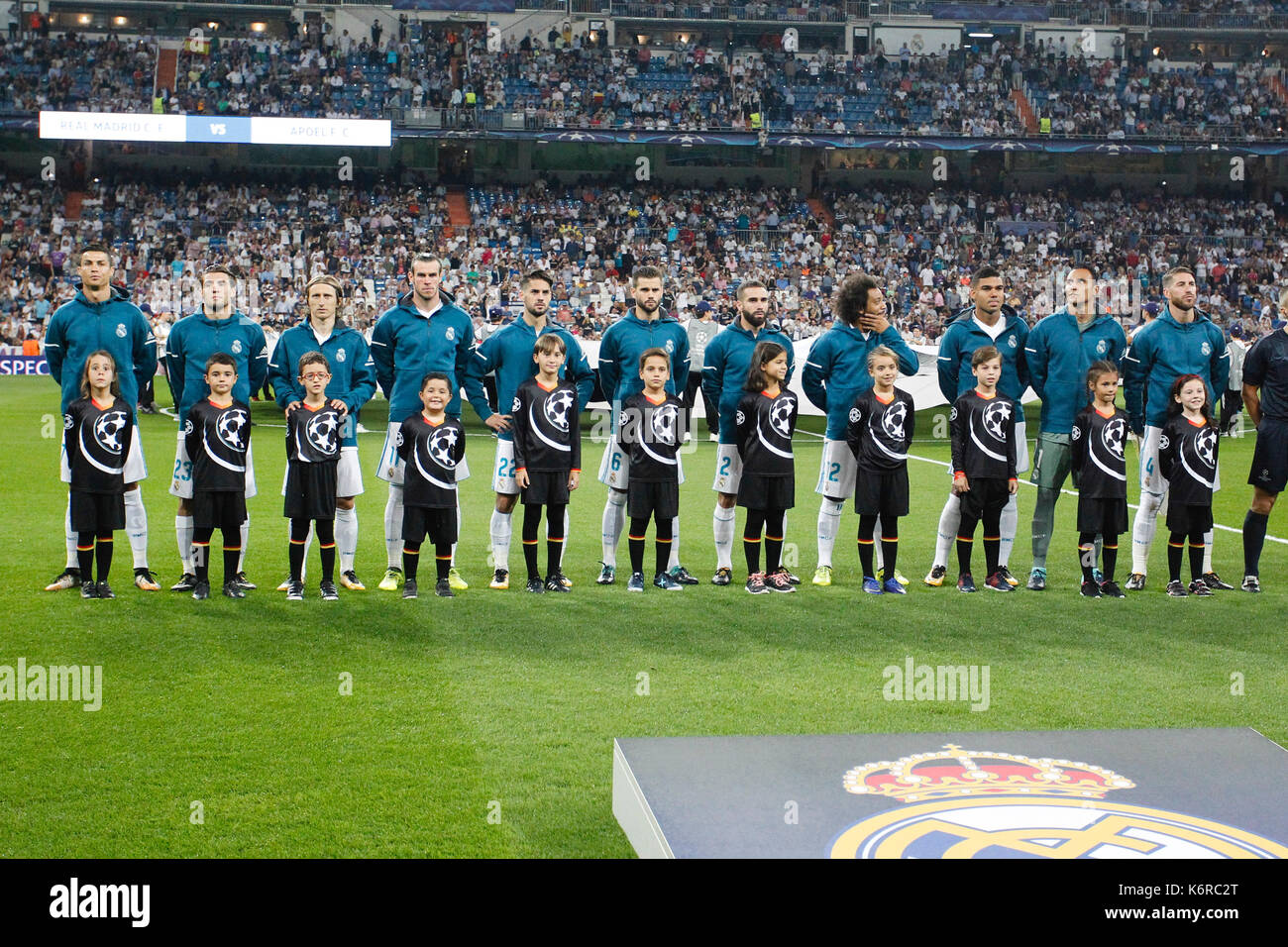 Madrid, Espagne. 14Th Sep 2017. Groupe de l'équipe de Liune UCL Champions League entre le Real Madrid contre l'APOEL Nicosie au Santiago Bernabeu à Madrid, Espagne, le 13 septembre 2017 . Más Información Gtres Crédit : Comuniación sur ligne, S.L./Alamy Live News Banque D'Images