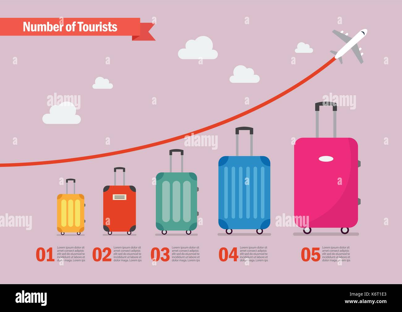 Graphique augmentation du nombre de touristes en voyage. vector illustration Illustration de Vecteur