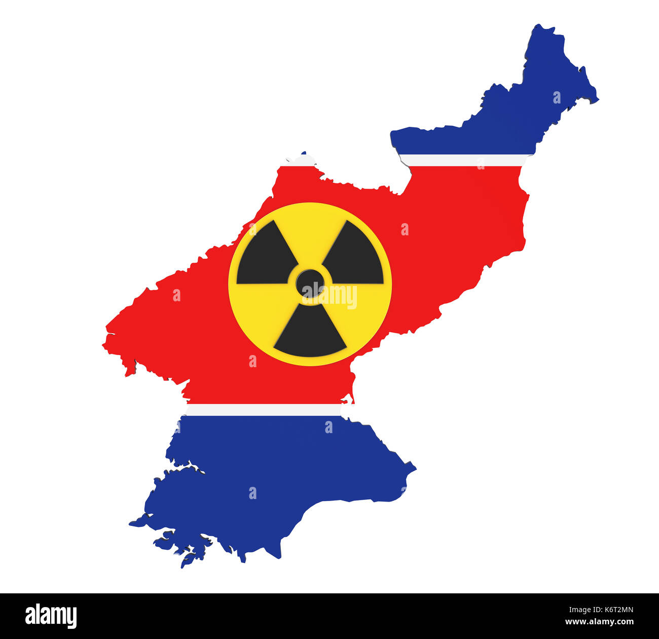 Carte avec la Corée du Nord signe nucléaire Banque D'Images