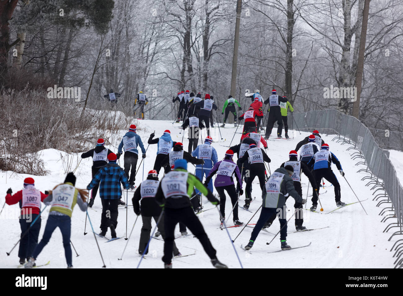 St. Petersburg, Russie - 11 février 2017 : les personnes qui participent à la course de ski de piste de ski de la Russie au cours de la compétition. La course est tenue ann Banque D'Images