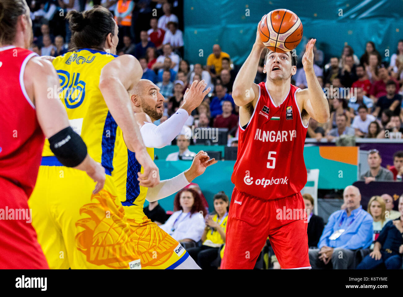 5 septembre 2017 : rosco # 5 allen (HUN) au cours de l'eurobasket fiba 2017 - Groupe c, match entre la Roumanie et la République tchèque Hongrie au hall polyvalent, CLUJ-NAPOCA, Roumanie rou. foto : Cronos Banque D'Images