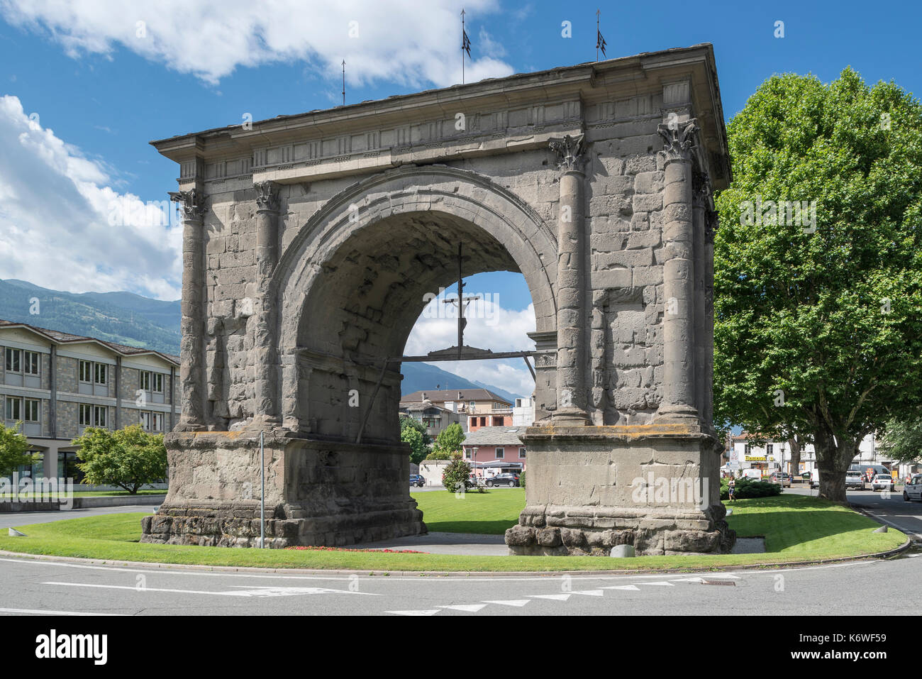 Arc romain d'Auguste, Aoste, Val d'Aoste, Vallée d'Aoste, Italie Banque D'Images