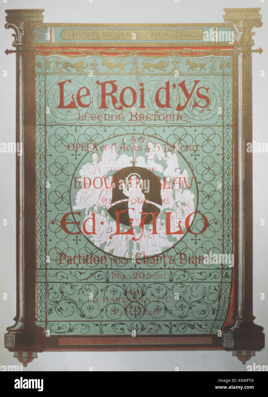 Edouard LALO - l'illustre la couverture de score opéra LE ROI D'YS, 1888. Compositeur français, 1823-1892. Arrangement pour voix et piano. Banque D'Images