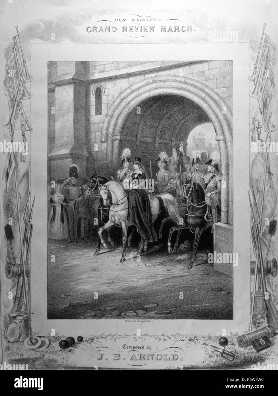 VICTORIA & ALBERT - Examen de la couverture Grand Mars score, c1840, montrant Victoria & Albert, équitation à cheval par la porte. Musique par J B Arnold Banque D'Images