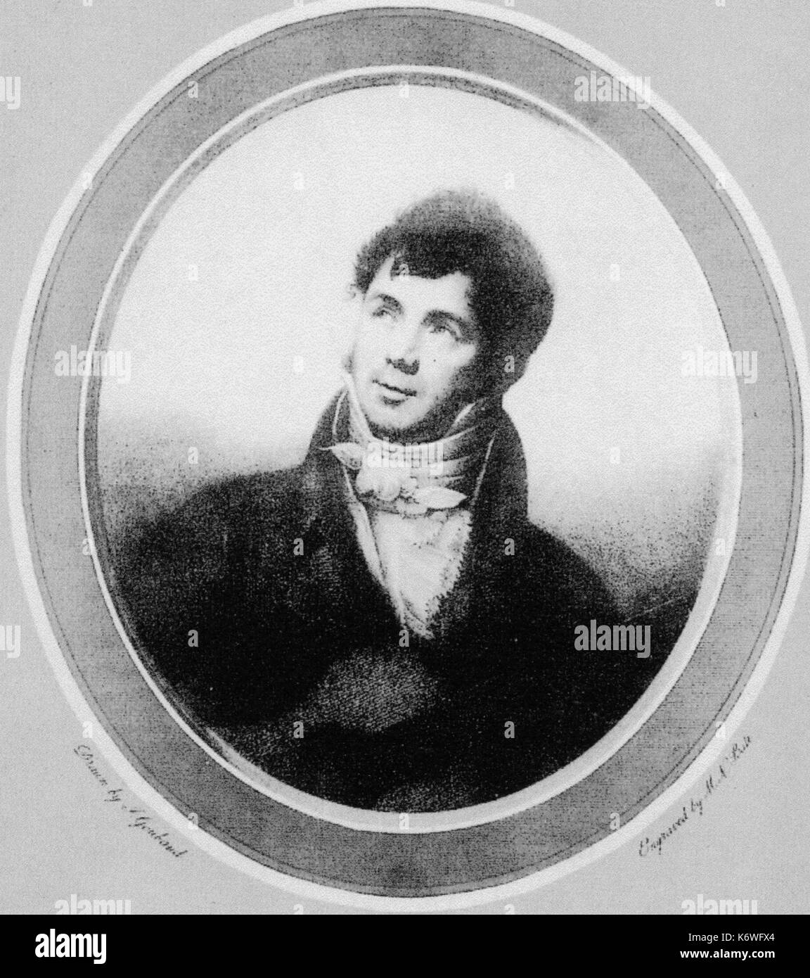 Fernando Sor (ou er) - portrait ovale. Guitariste et compositeur espagnol, 1778-1839 Banque D'Images