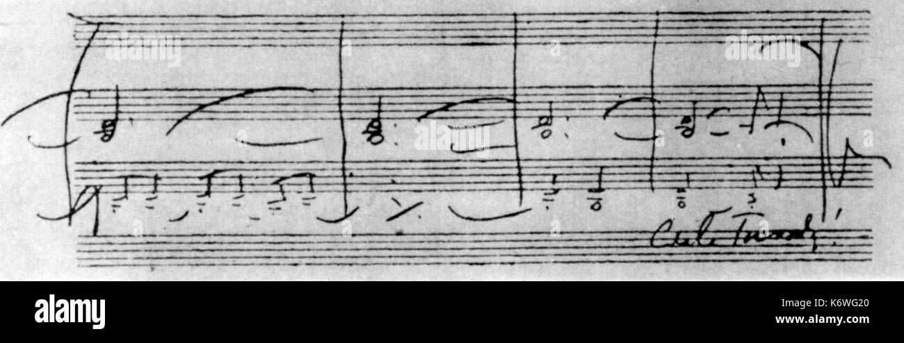 Tchaïkovski, P.I.- Manuscrit note de la dernière des bars de la 6ème Symphonie (Pathétique) compositeur russe. 1840-1893 Banque D'Images