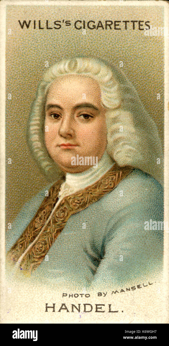 G F Handel - Portrait sur Wills Carte Cigarette publié à Londres. Compositeur allemand, 1685-1759 Banque D'Images