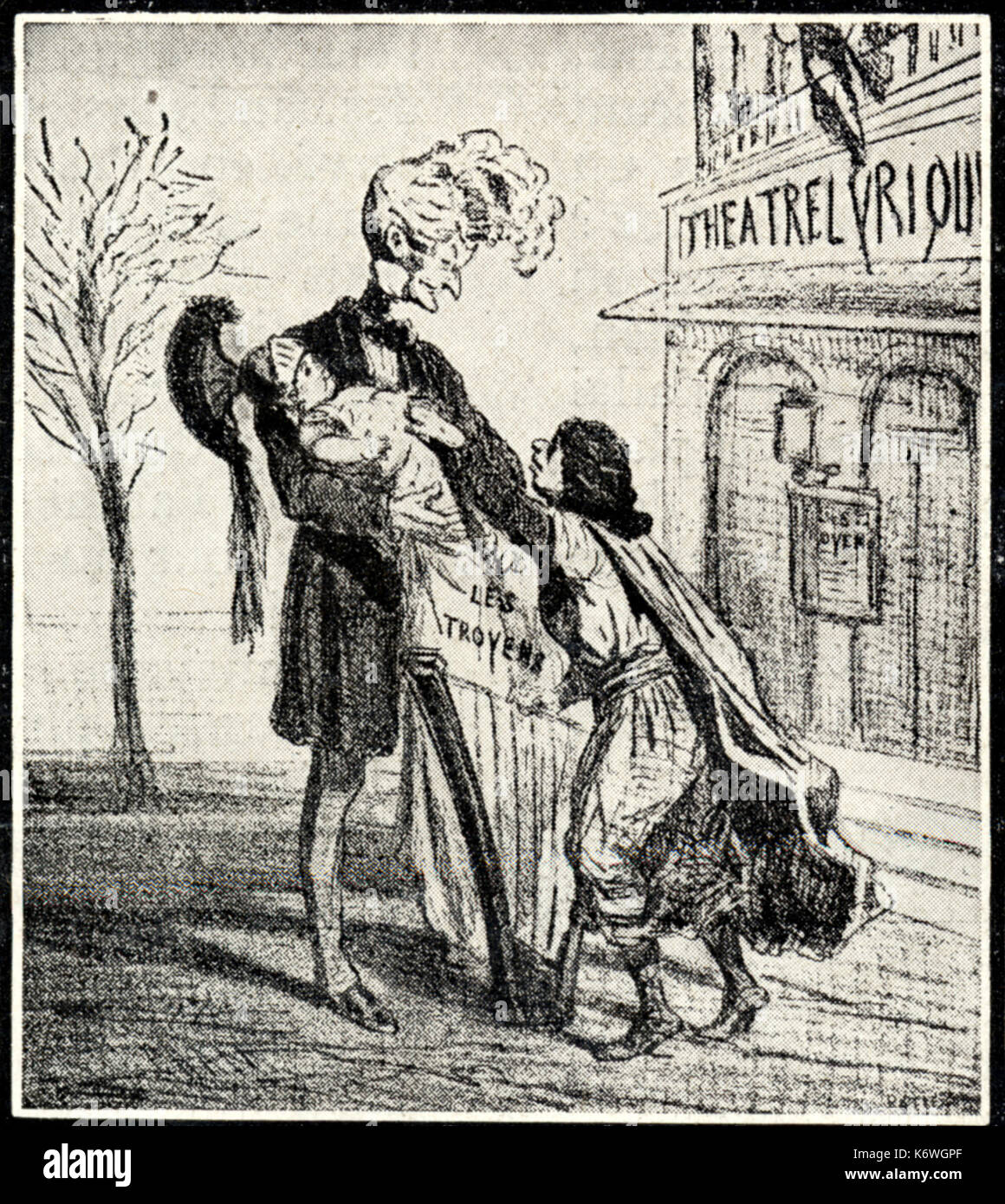 'Les Troyens de Berlioz' caricature de Chaminade. Légende : 'Tannhäuser demande à voir son petit frère". Compositeur français (1803-1869) Banque D'Images