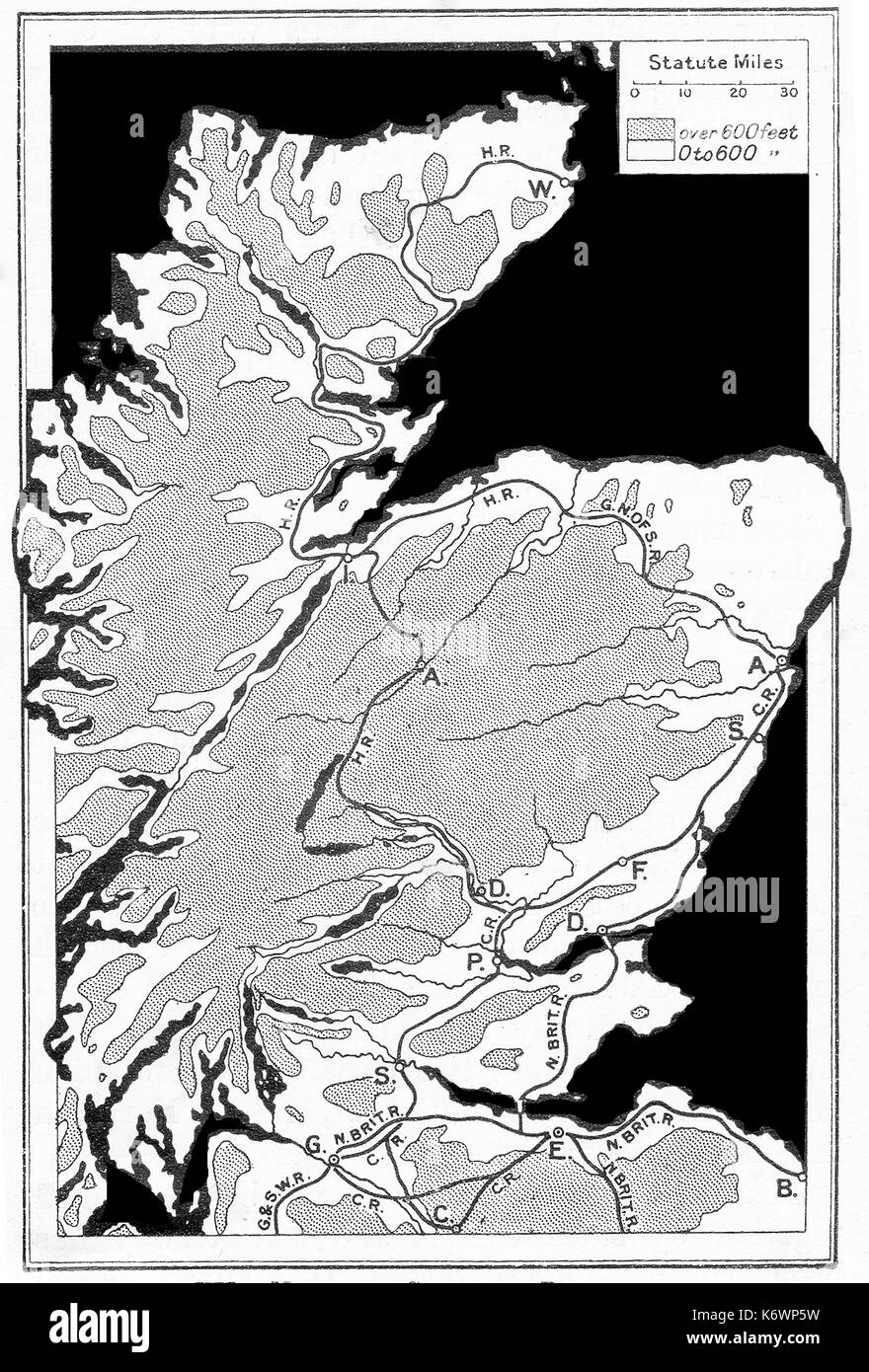 Une carte des chemins de fer 1914 dans le nord de l'Ecosse Banque D'Images