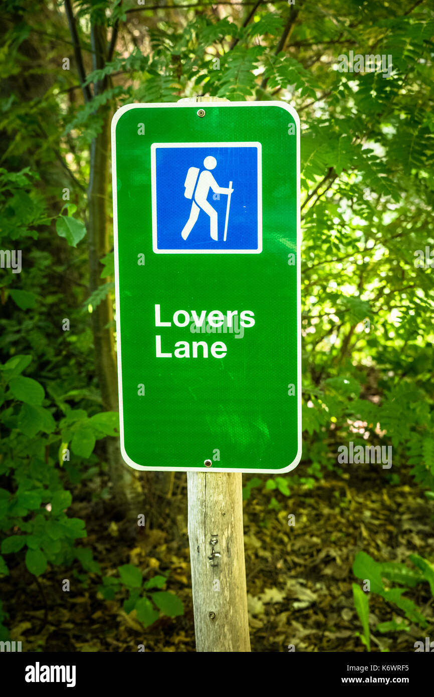 Signer la localisation de Lovers Lane, paramètre fictif d'Anne of Green Gables romans, écrit par L.M. Montgomery Banque D'Images