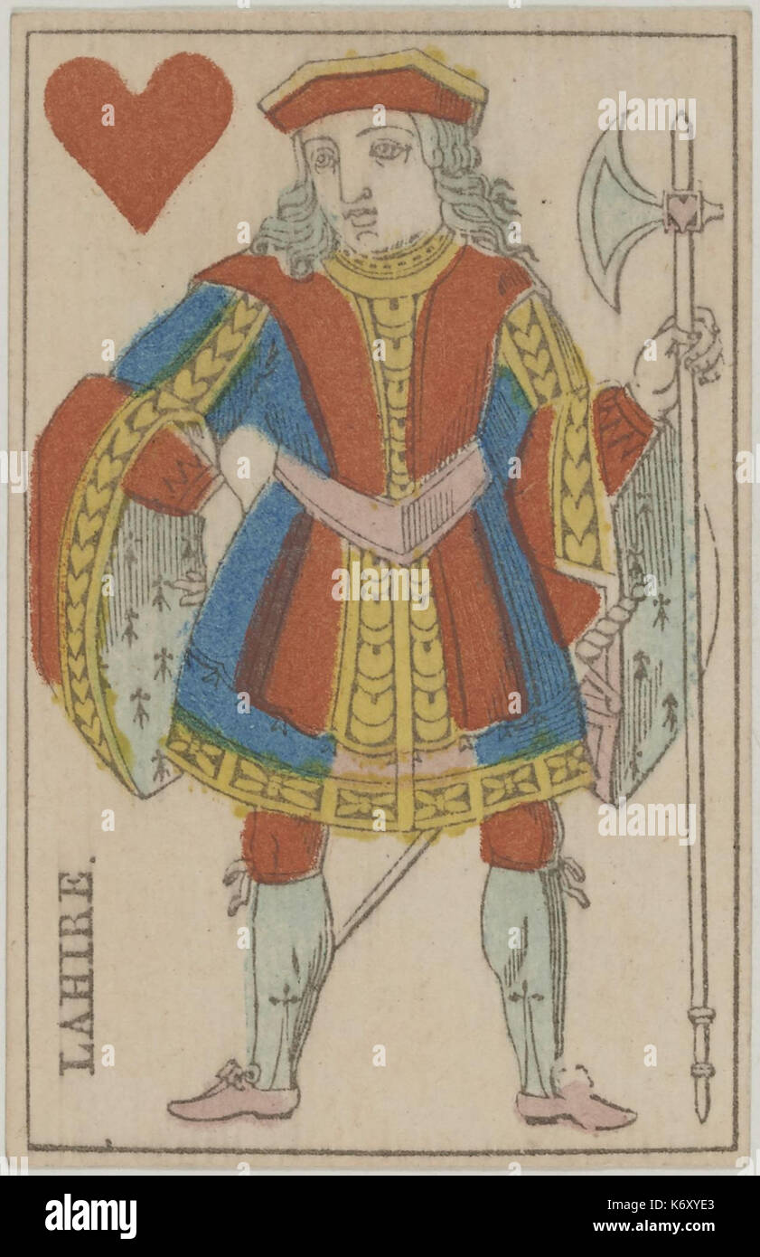 Portrait français cartes 1816 Valet de coeur Banque D'Images
